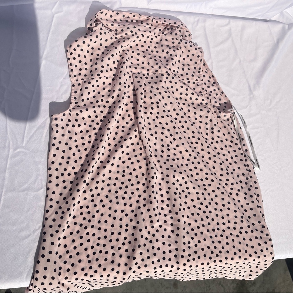 Karl Lagerfeld Blush and Black Polka Dot Blouse - Picture 5 of 6